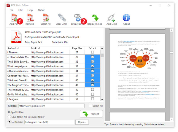 how to extract all links embeded in pdf